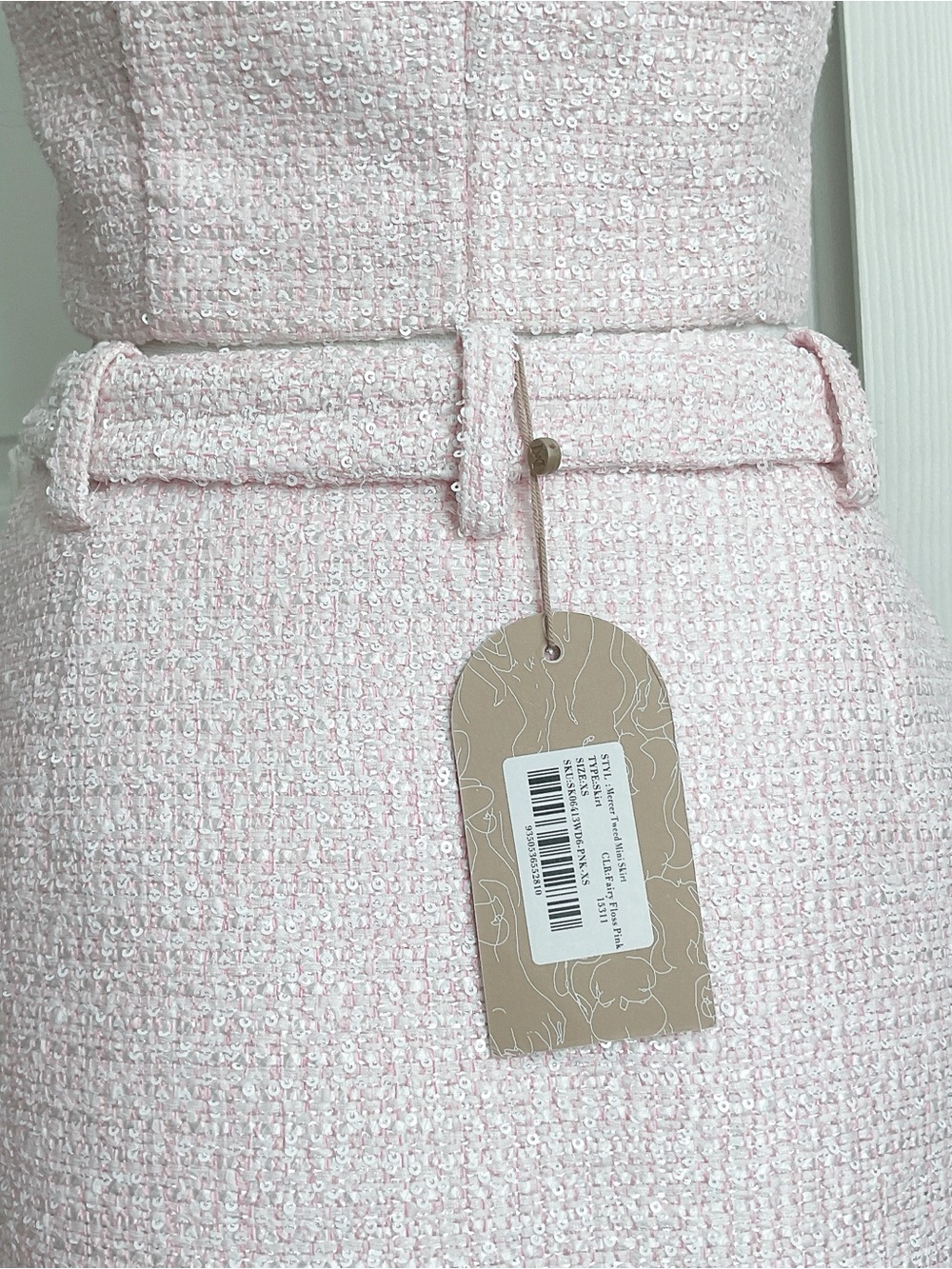 NWT Meshki Mercer Tweed Top & Skirt Set in Fairy Floss Pink - Picture 7 of 9